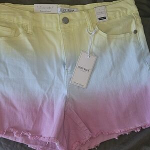 Judy Blue Gradient Pink and Yellow Jean Shorts